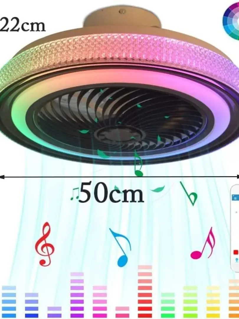 85-265V 50CM RGB-plafondventilator met led-licht Slimme afstandsbediening Kroonluchter Elektrische stille afdichting Fan Lamp voor huisverlichting - afbeelding 2
