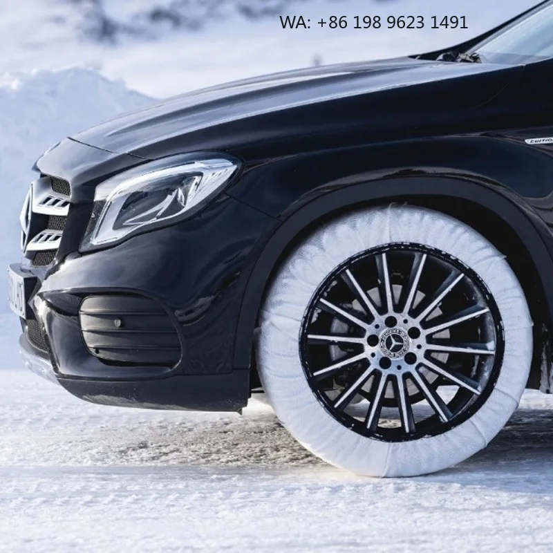 Lightweight Safety Snow Socks, Anti-Slip Fabric Tire Chains with Protective Design for Winter Vehicle Driving