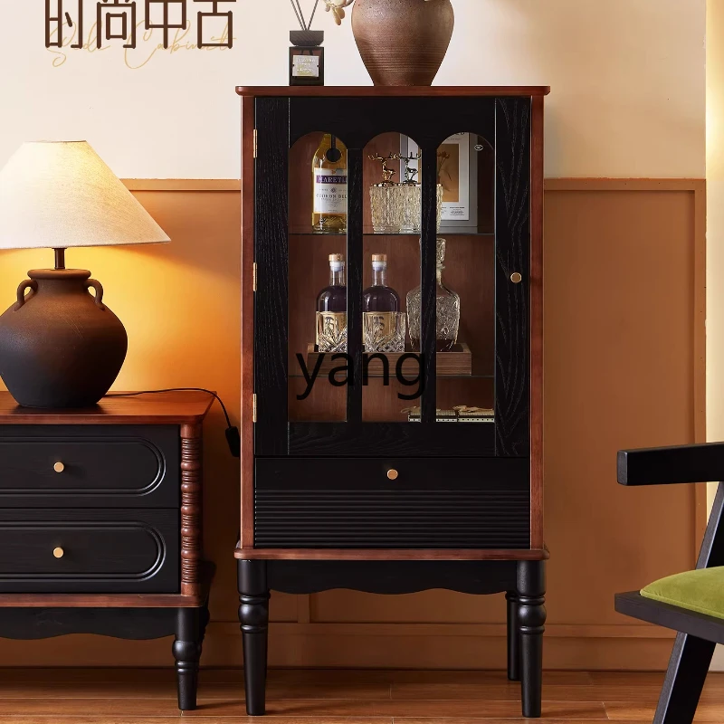 

LH solid wood medieval wine cabinet living room against the wall sofa rack next to the TV cabinet