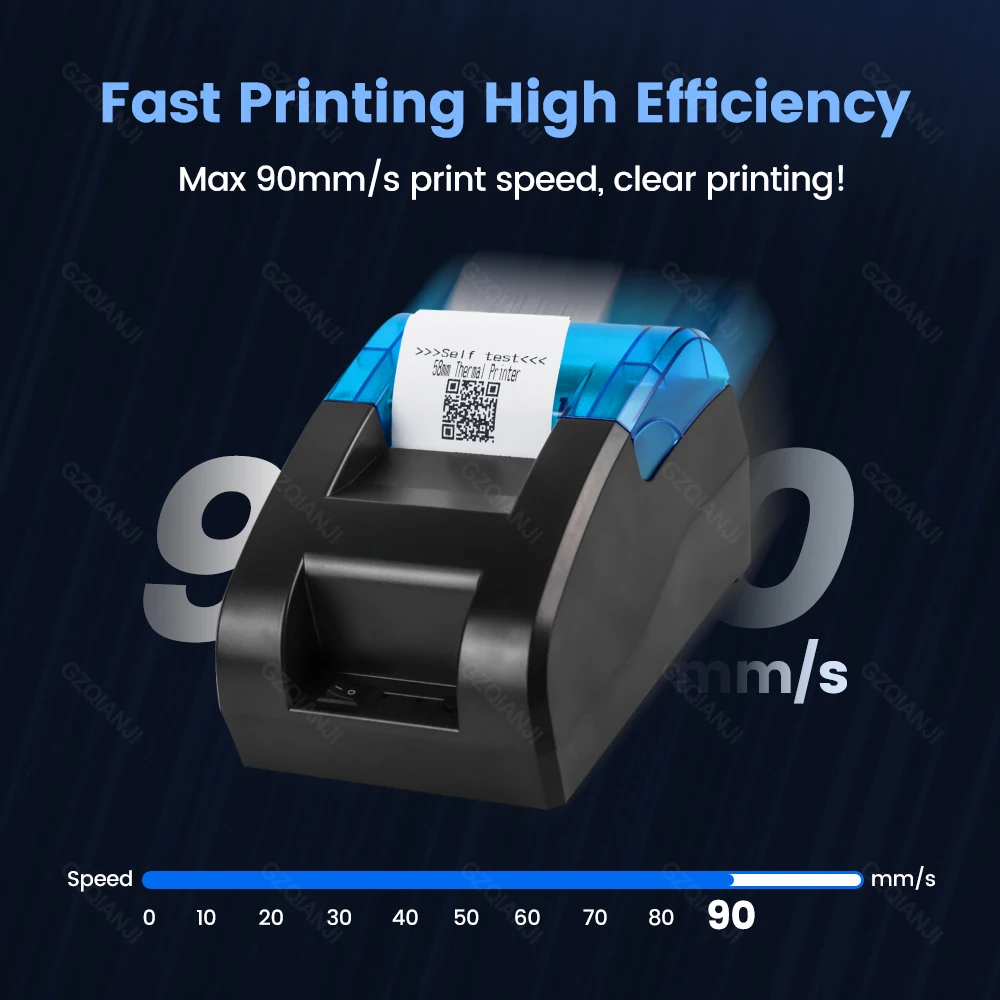 58MM Desktop POS Cashier Printer USB Bluetooth Thermal Receipt Maker Support Windows Loyverse Restaurant Sales Kitchen Printing