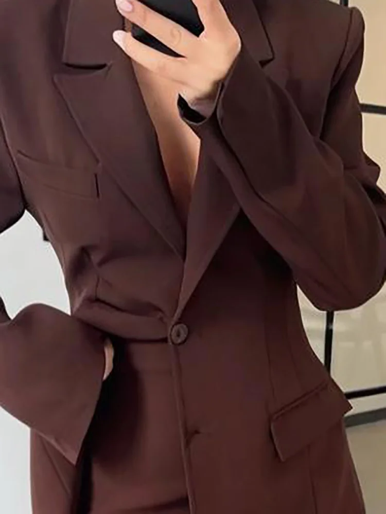 

Autumn Winter Long Sleeved Blazer 2 Piece Set New Women's Lapel Button Jacket and Mini Skirt Outfit Elegant Slim Fit Office Suit