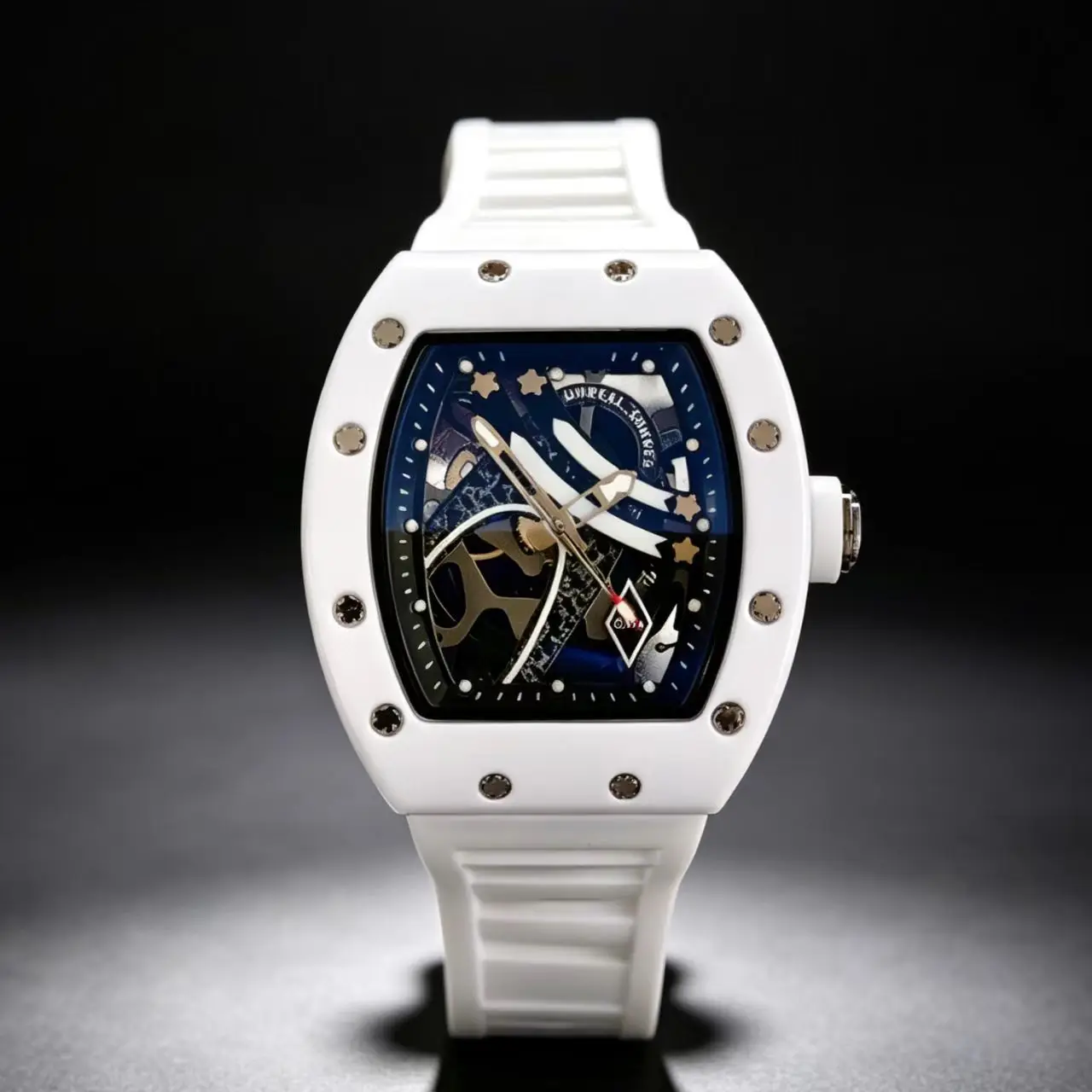 New barrel-shaped hollow men's watch foreign trade cross-border fashion personalized  men's watch luminous ceramic quartz watch