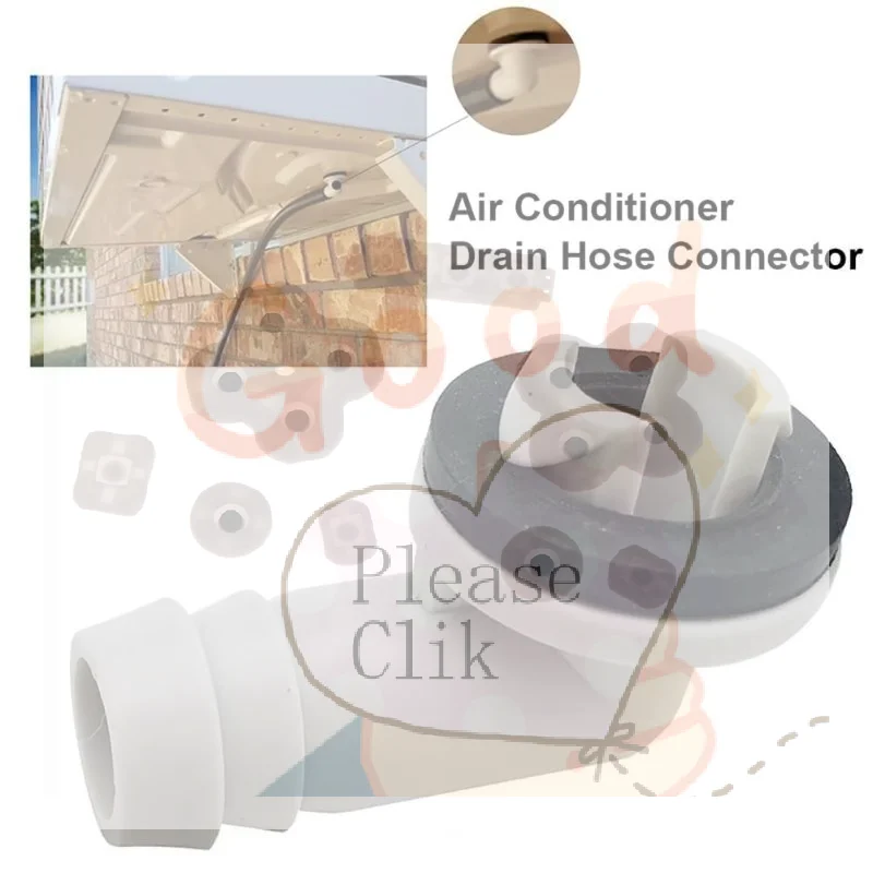 【HG】1pc Air Conditioner Drain Connector AC Drain Hose Plastic Elbow Rubber Ring Kit Anti-defomed 1.5cm Diameter Connector
