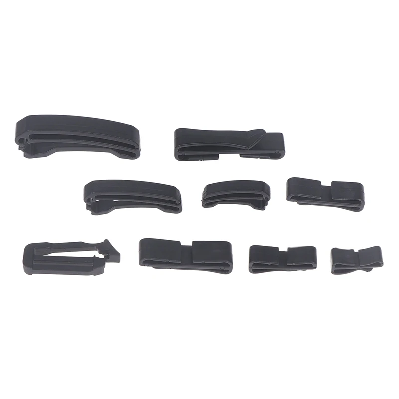 Solid Black Quick Slip Keeper Buckle Ends For Adjusting Molle Tactical Backpack Straps, 10 Pack, Fits 20-50mm Webbing.