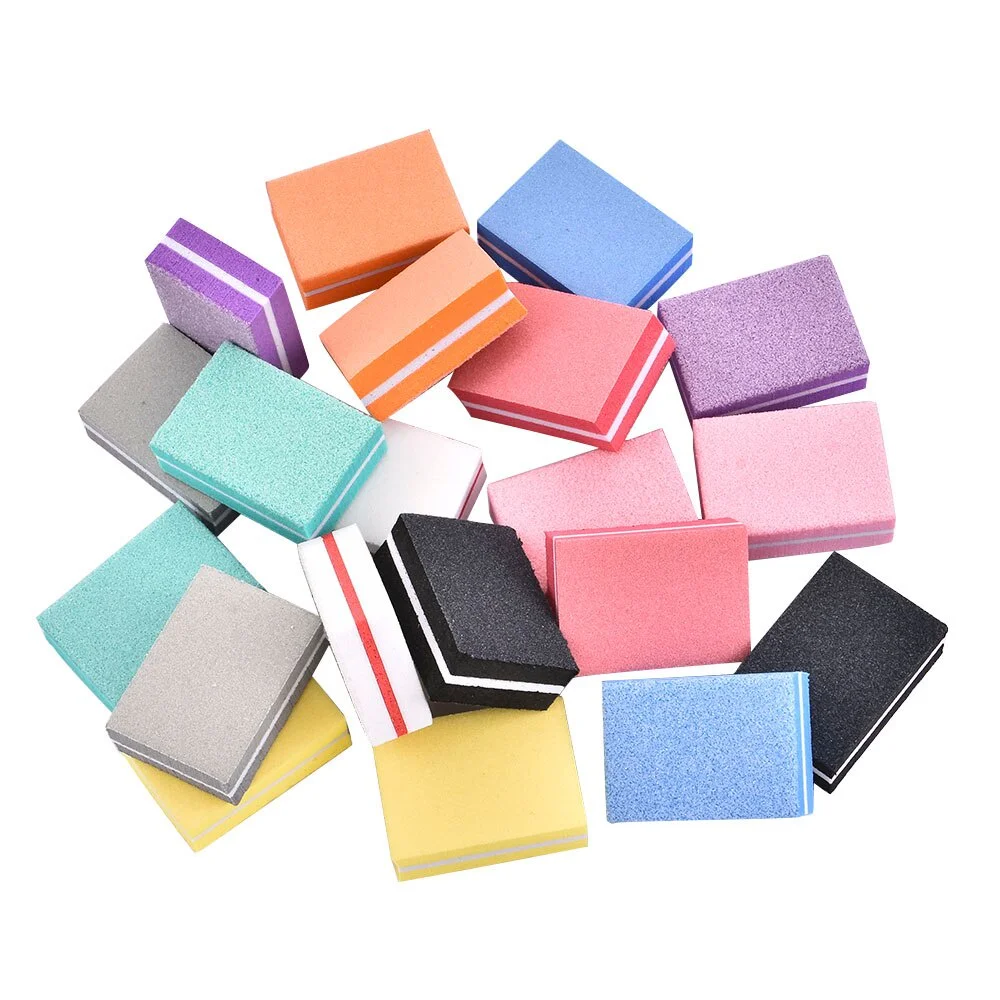 

10 Pcs/Lot Mini Sponge Nail File Sanding Buffer Strips Double-Sided Colorful Square Nail Polish Block Polishing Manicure Tools