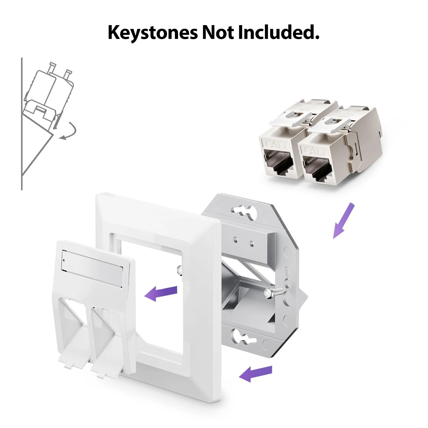 ZoeRax 2-Port Flush-Mount Network Socket RJ45 Ethernet Data Socket Patch مع RJ45 CAT8 CAT7 CAT6A مقابس كيستون محمية بالكامل