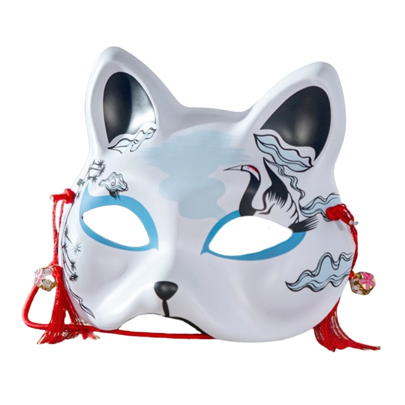 Q0KE Handbemalte Füchse-Maske, Maskerade-Maske, halbe Gesichtsmaske, Halloween-Tiermaske
