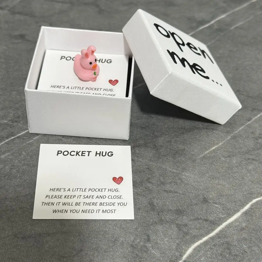 1/5/10/20/50/100pcs Open My Surprise Box Pink Rabbit Pocket Hugging Small Statue Cute Encouragement Gift And 1pc Encouragement C