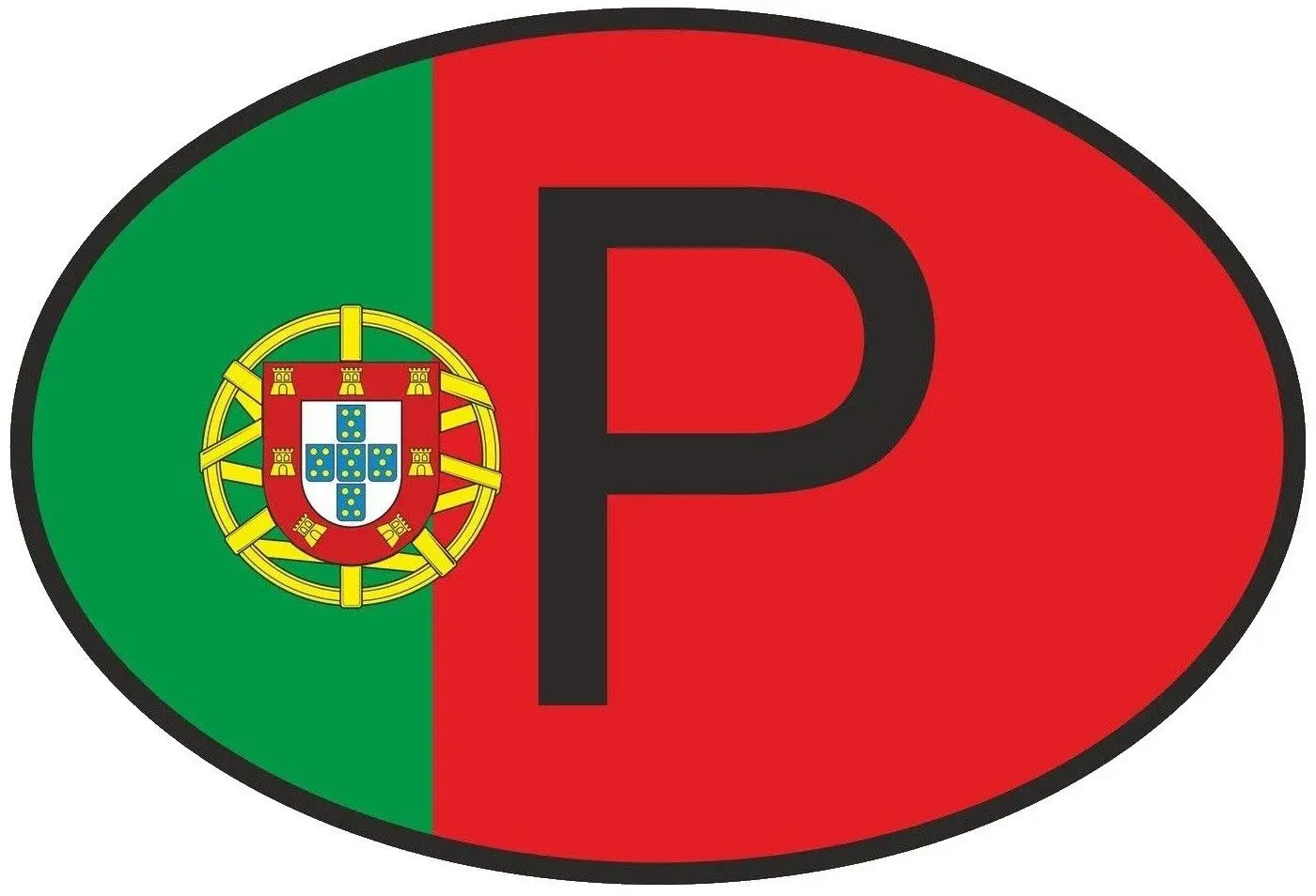 Portugal Slogan Travel Car Bumper Sticker Decal Country Code OVAL with National Flag Sticker-