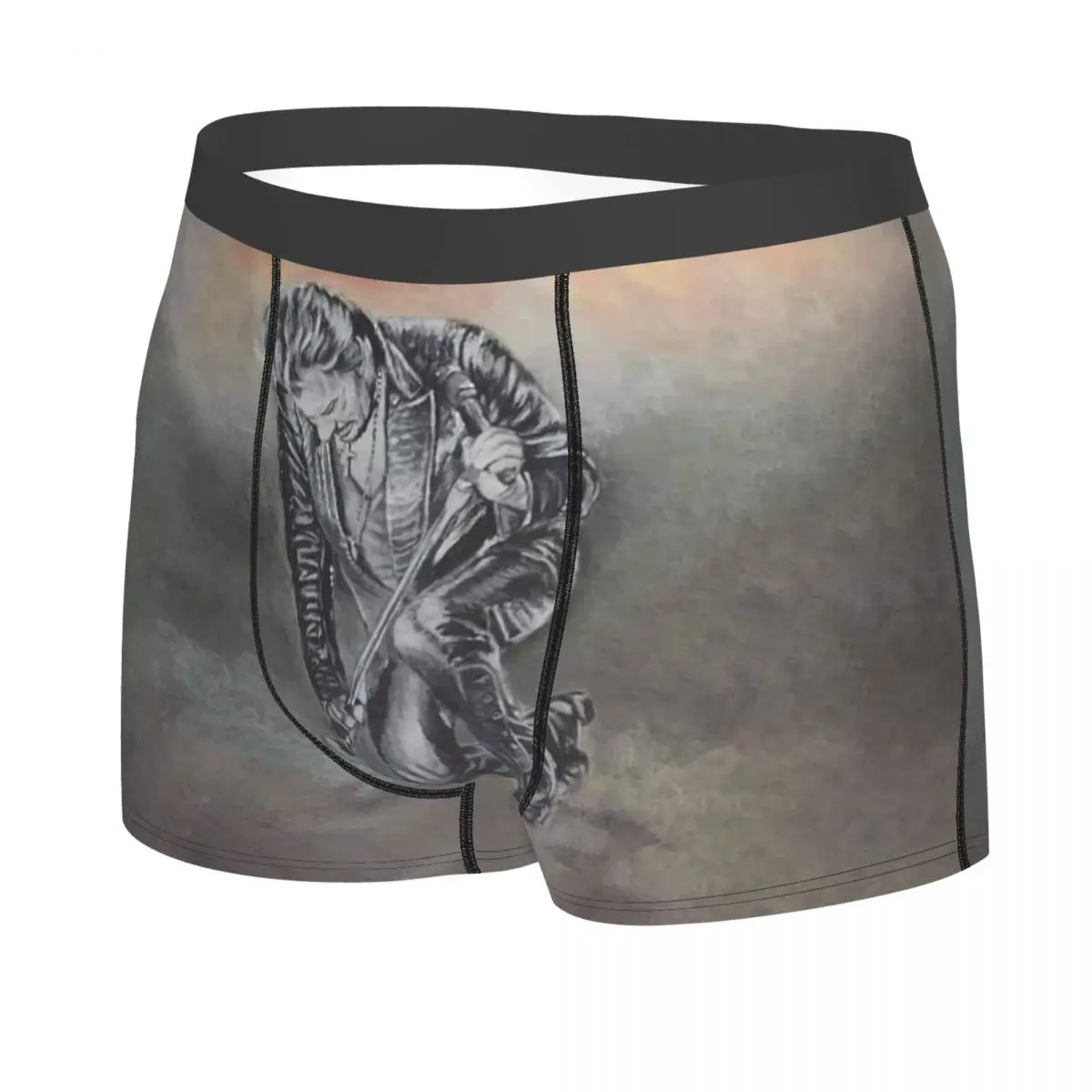 Boxer Personnalisé Johnny Hallyday pour Homme, Sous-Vêtement Cool, Rock Star, Chanteur Français, Short, Culotte