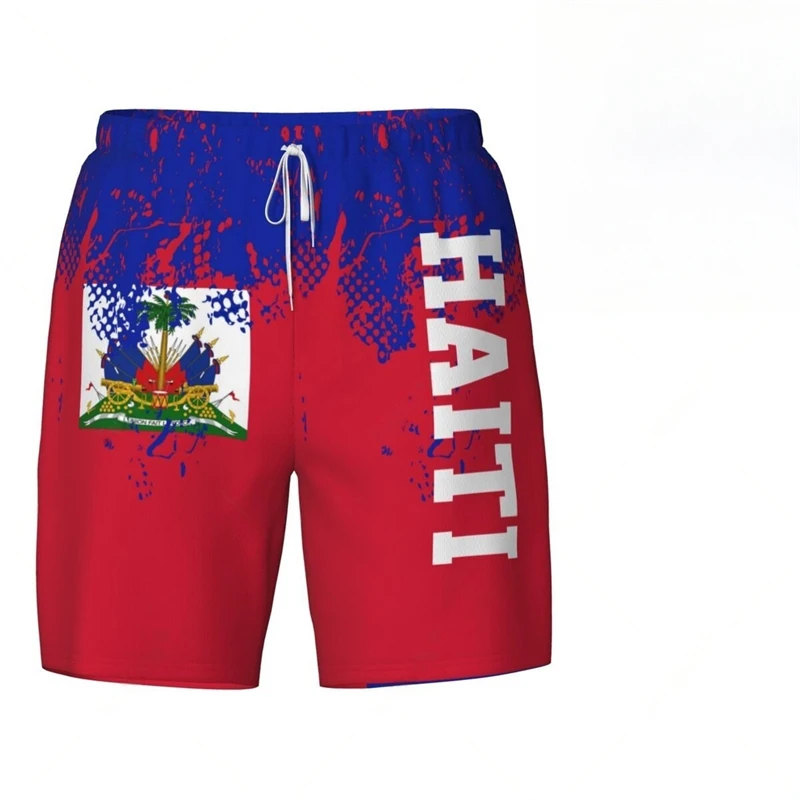 Fashion Haiti Flag Beach Shorts Summer Casual Men Women 3D National Emblem Printed Short Pants Loose Quick Dry Sports Swim Trunk