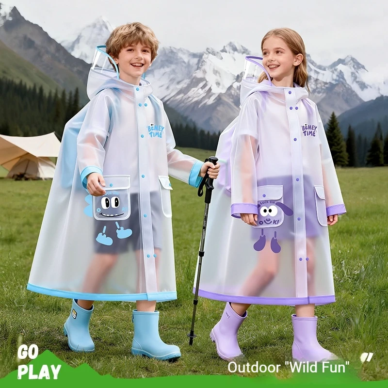 Boys, girls, primary school students special waterproof rainstorm proof 2026 new raincoat with school bag