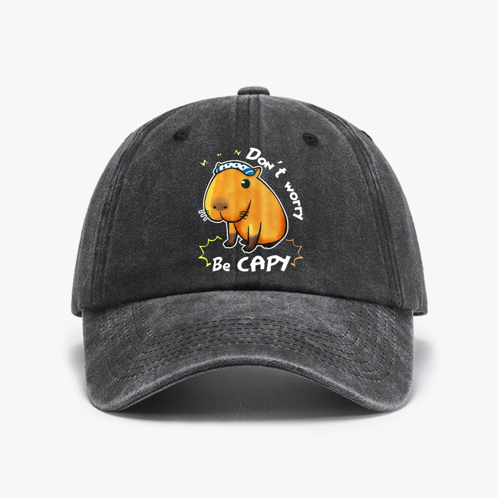 

Cute Capybara Baseball Cap Adjustable Casual Sun Hat Unisex Solid Color Hats Washed denim caps