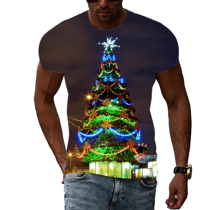 New Unisex Celebrate Christmas T-shirt With Print Fashion Casual Creative Trend Men's t-shirt Summer Interesting Hip Hop tshirt