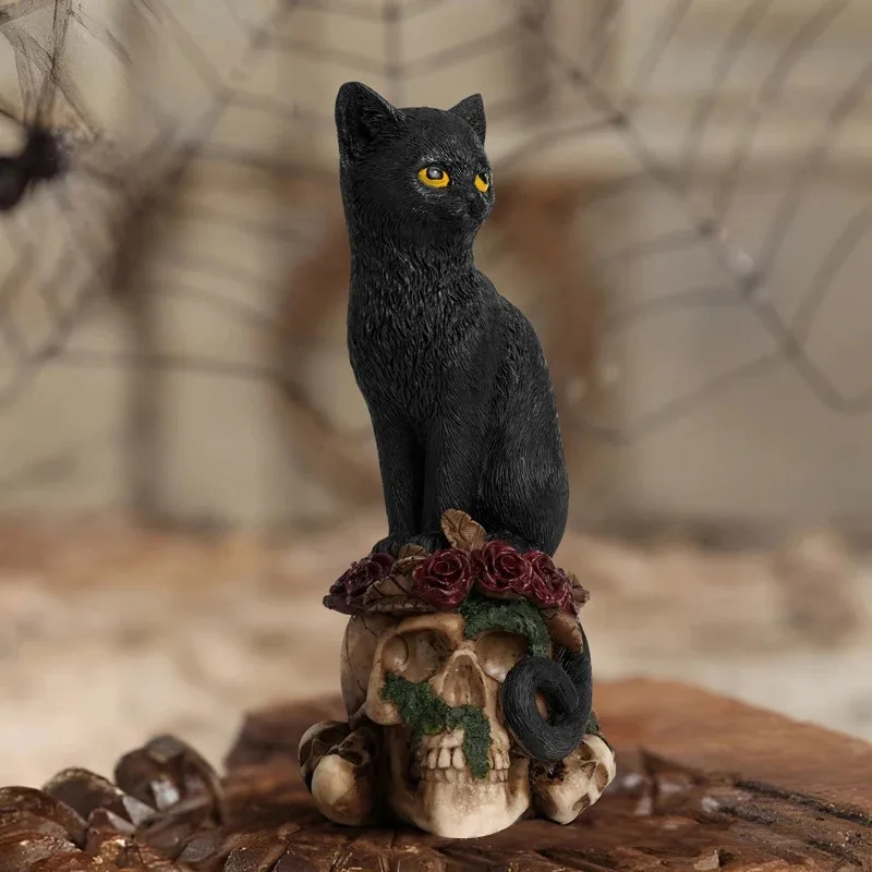Mysterious Skeletons Decorative Figurines Animals Cats And Crows Statues Ornaments Resin Crafts Desk Decor Home Accessories