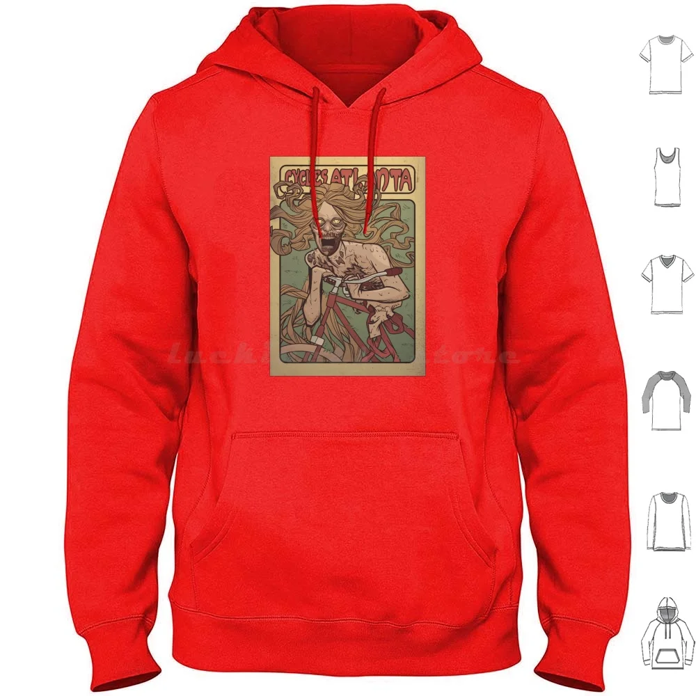 Bicycle Zombie Hoodie cotton Long Sleeve Zombie Art Nouveau Mucha Walking Dead Horror Halloween Monster Pop Culture