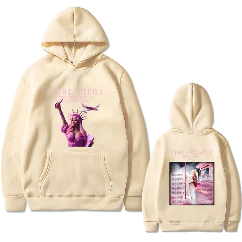 Rapper Nicki Minaj Pink Friday 2 2024 World Tour Graphic Hoodie Men Women Hip Hop Oversized Sweatshirt Unisex Casual Hoodies