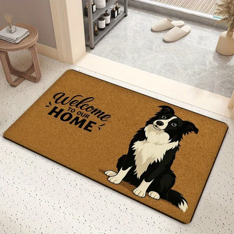 Funny  Doormat Adorned with Paw Prints. It'S Made from Durable Polyester, Ideal for Dog Enthusiasts An