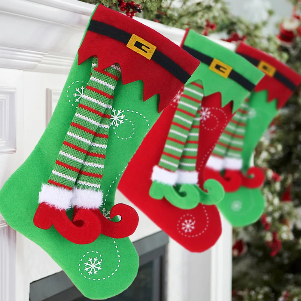 

2 Pcs Christmas Stocking Ornaments Stockings for Kids Holiday Bag Candy Cloth Socks Decoration Child