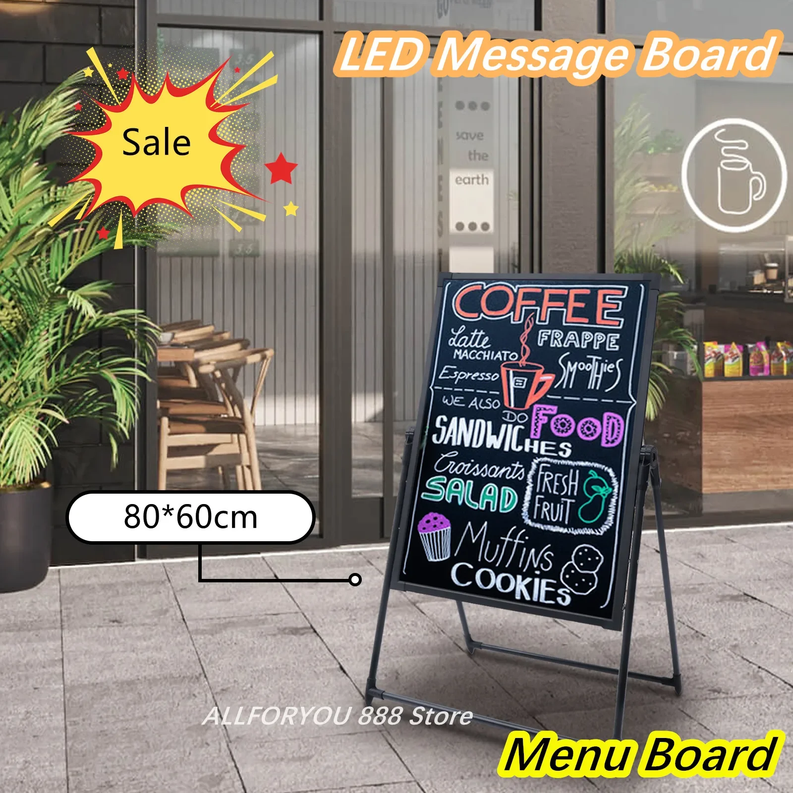 

LED Message Board with Adjustable Height Self-Standing LED Signs Menu Board for Stores Bars Restaurants
