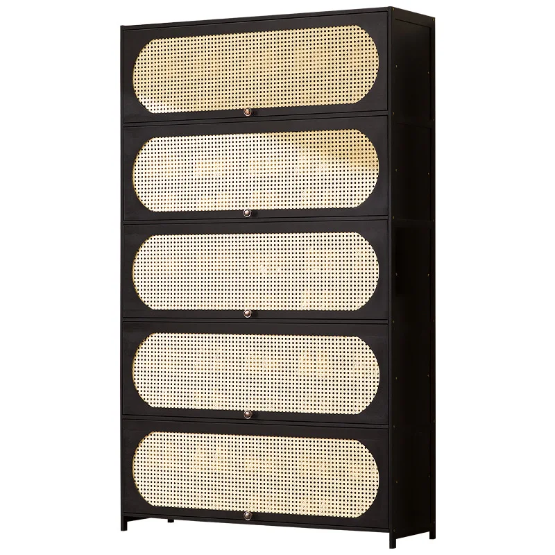 #Bamboo shoe cabinet, retro dustproof shoe rack, living room storage cabinet, dustproof breathable door,flip type storage