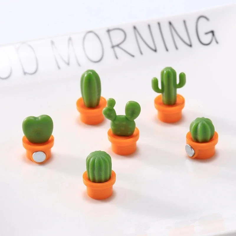 6pcs Cactus Fridge Magnet Refrigerator Magnetic Sticker 3D Cute Succulent Plant Message Board Reminder Home Decoration Kitchen