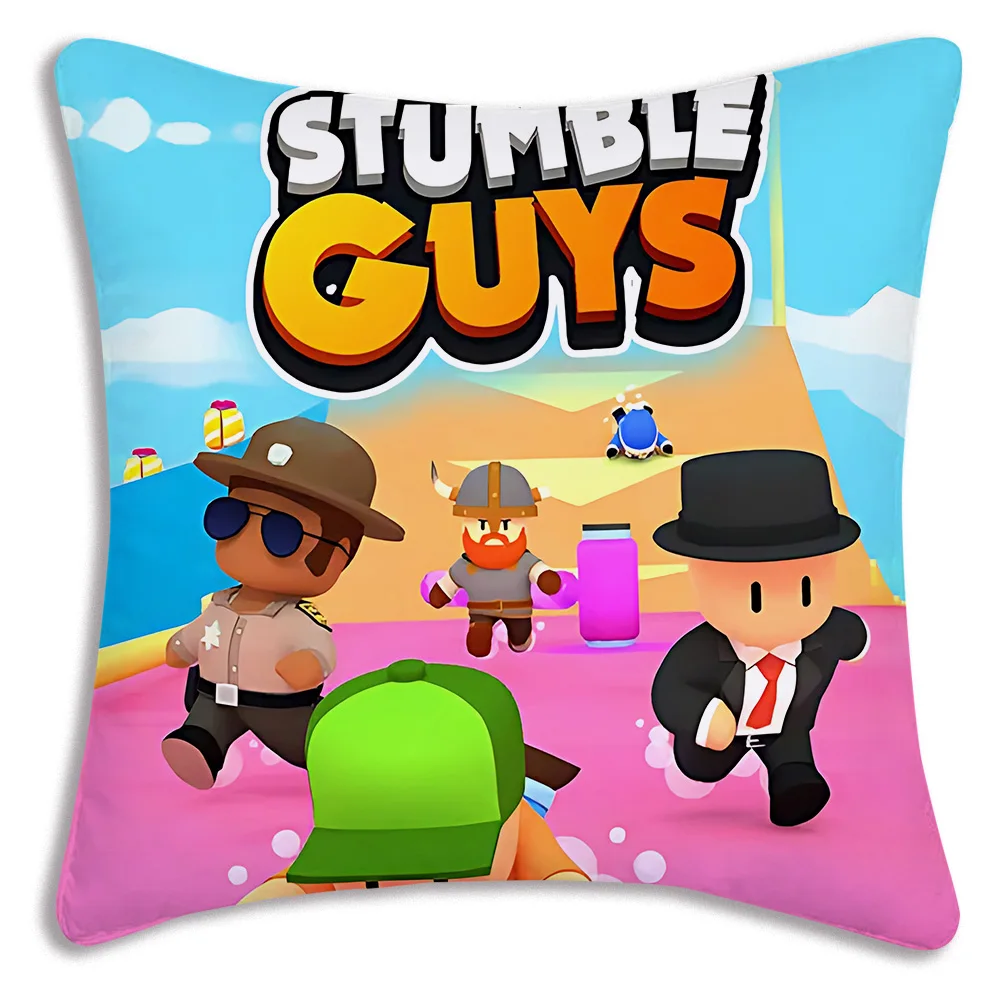 Pillow Covers HOT Game S-Stumble guys Cartoon Sofa Decorative Home Double-sided Printing Short Plush Cute Cushion Cover