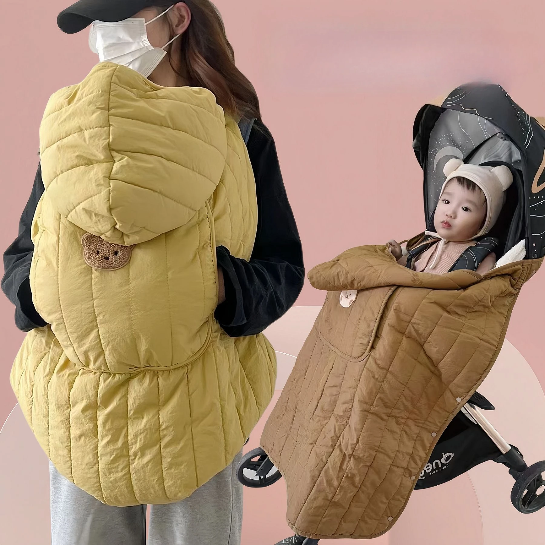 Windproof Baby Stroller Blanket Baby Carrier Sling Cover Winter Newborn Swaddle Wrap Hooded Infant Sleeping Quilt Cloak Cape New