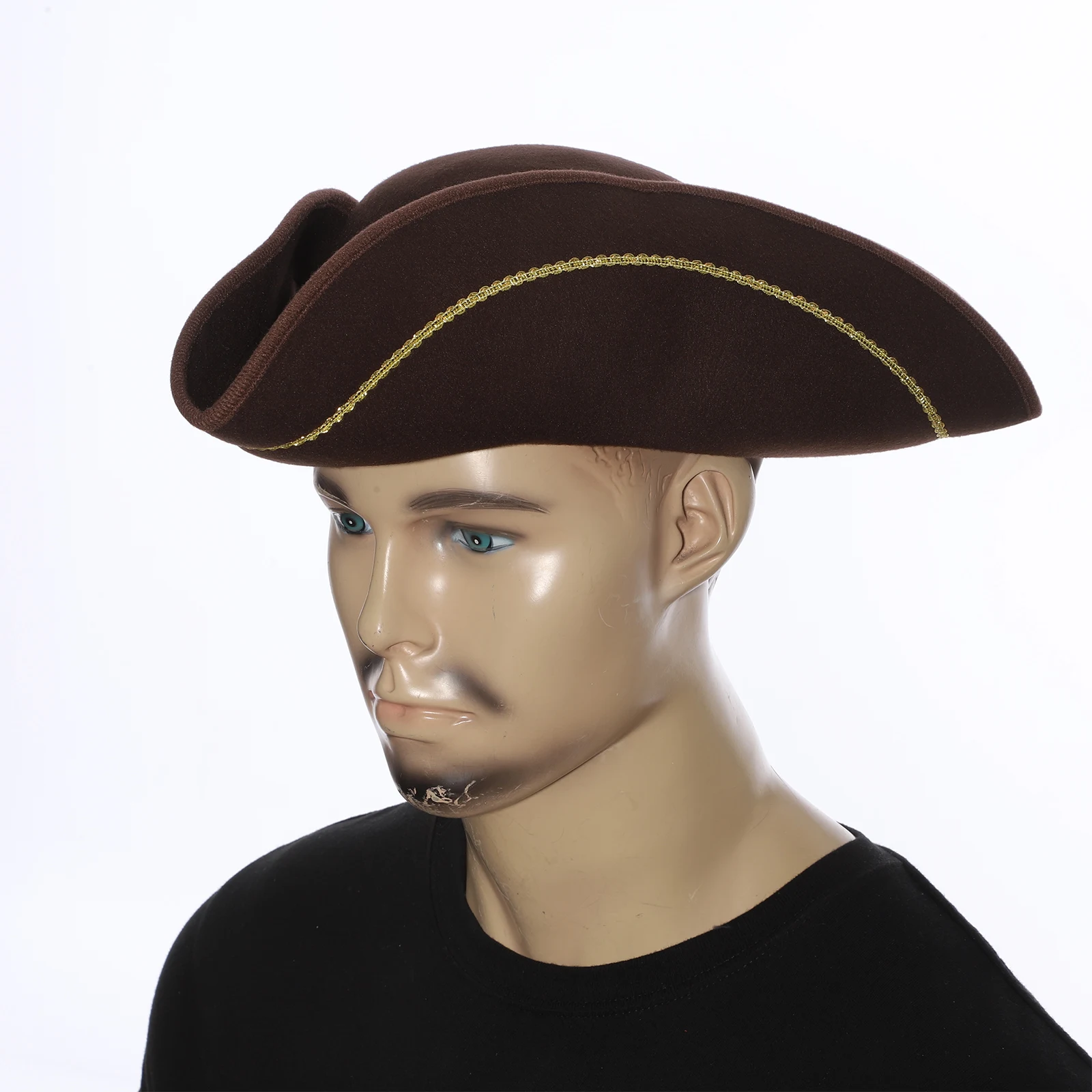 男性女性三角帽子海賊キャップつば広キャプテンハロウィンコスプレテーマパーティーコスチュームアクセサリー歴史再現用