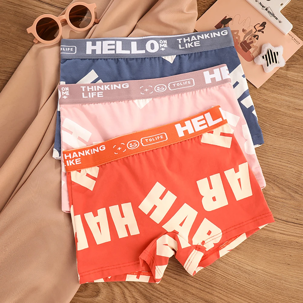 

3PCS/Pack 100% Cotton Soft Antibacterial Women's Panties Letter Print Female Underwear Comfort Breathable Sport Safety Lingerie