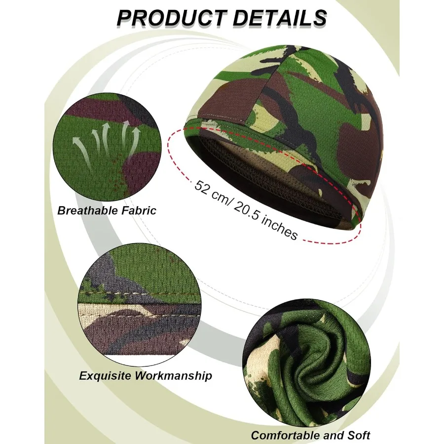 Gorro de calavera refrescante para hombre y mujer, gorro de ciclismo ligero que absorbe el sudor, forro de camuflaje, para correr, 9 Uds.