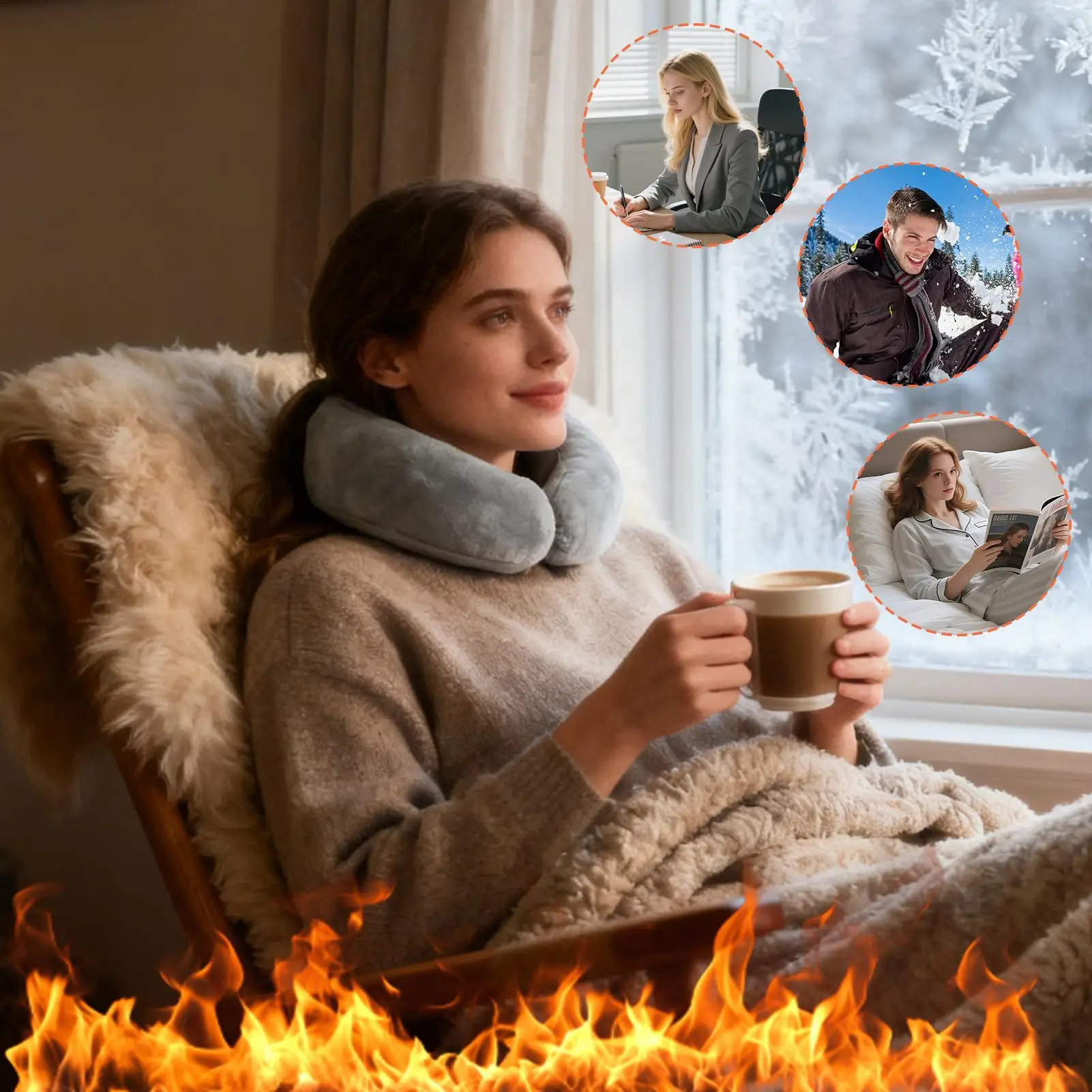 U-Shape Hot Water Neck Bottle 1000ml capacity Leak-Proof Warmer with Plush Cover for Women, Home Winter Relaxation & Comfort