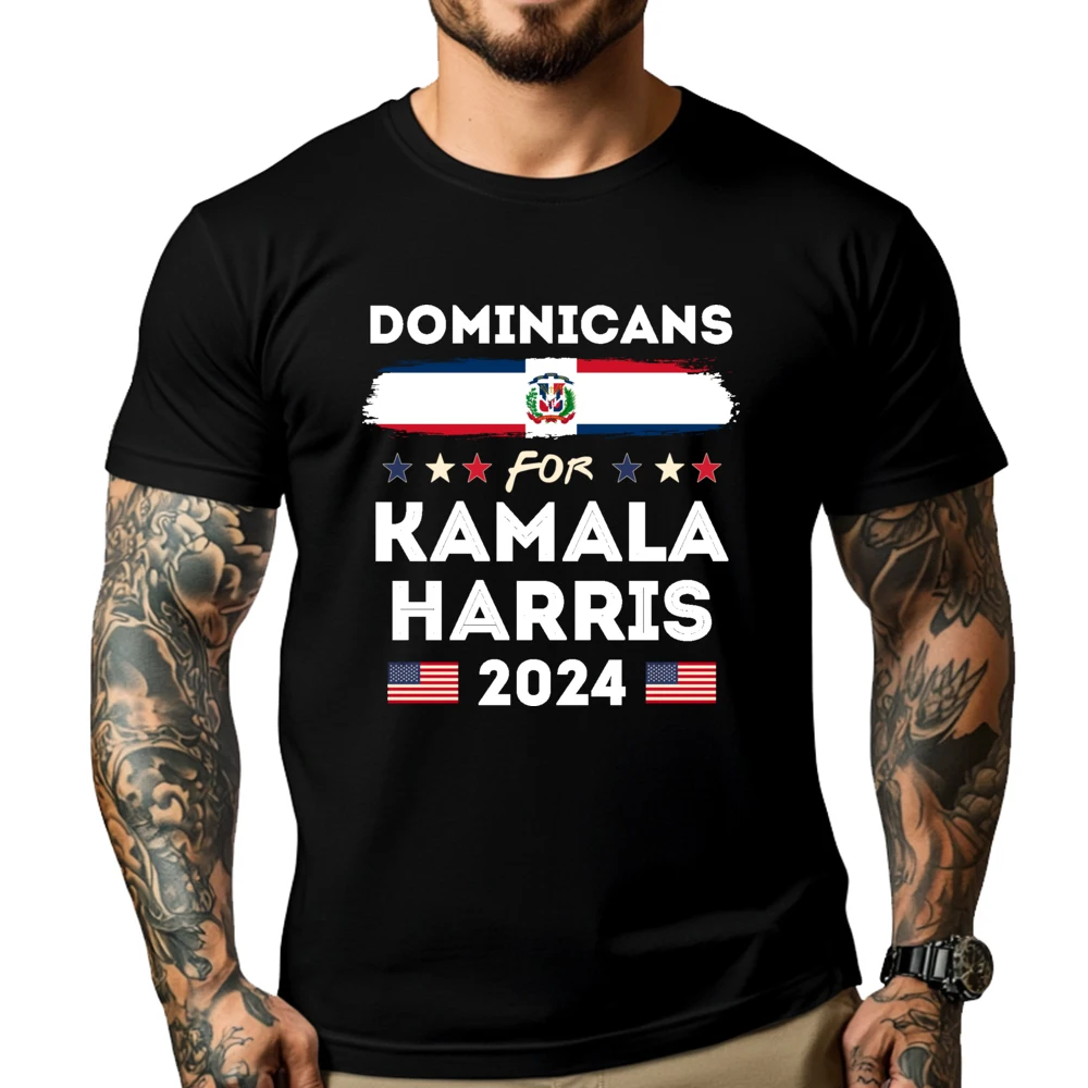 Dominicans For Kamala Harris 2024 Republica Dominicana Flag Shirts Graphic Tee Autumn Printed T-Shirt Street