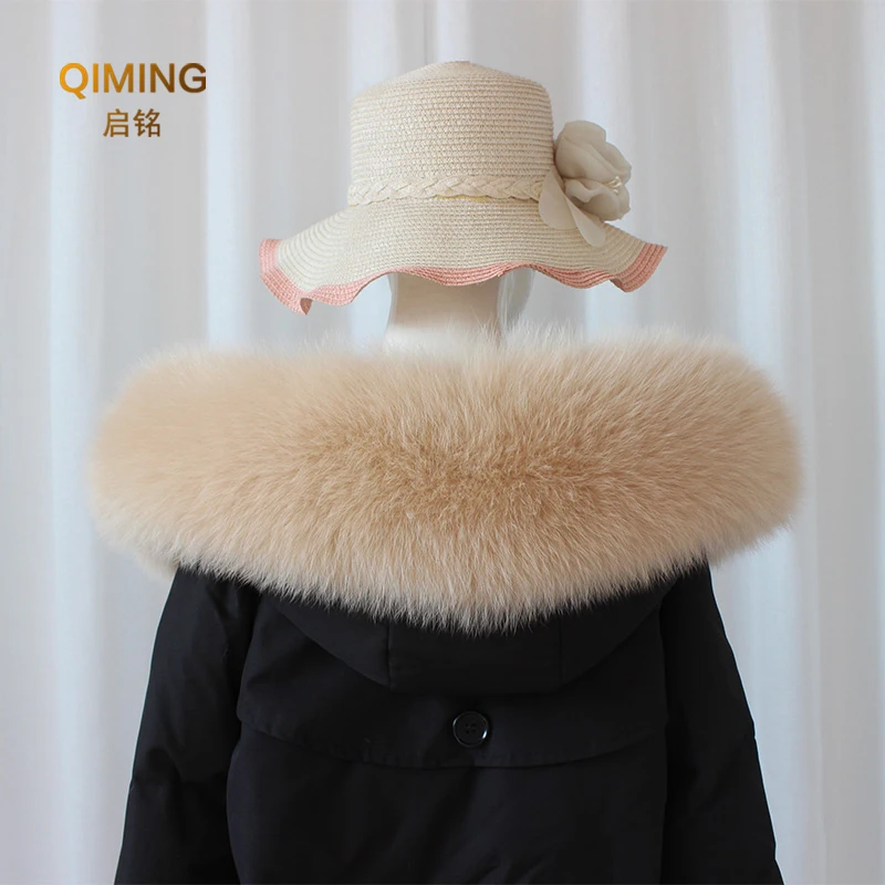 Real Fur Collar Natural Neck Warmer Women Winter 100% Fox Fur Scarf Warm Furry Fur Shawls Down Jackets Genuine Fluffy Scarves