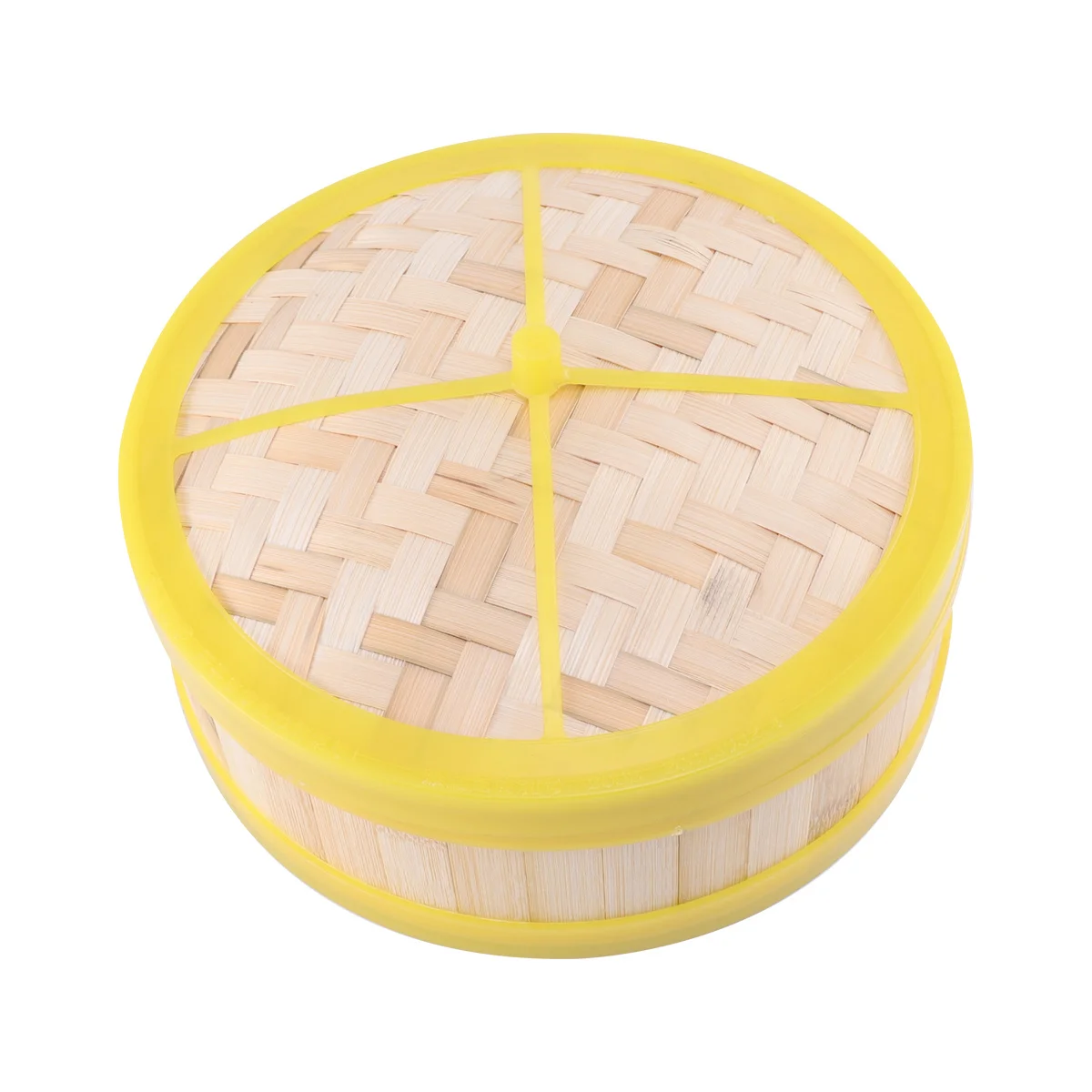 

1 Set 20Cm Bamboo Steamer Single Tier Plastic Reinforced Eco Friendly Steam Basket For Dim Sum Dumpling Bun Vegetable