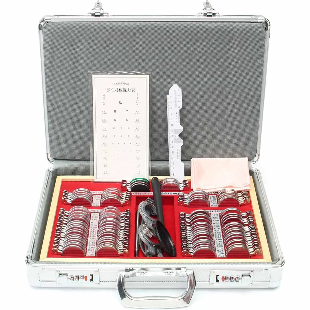 104Pcs Adjustable Optometry Test Optical Trial Lens Set Plastics Rim Aluminium Case Optometria Tool Eye Testing Frame Glasses