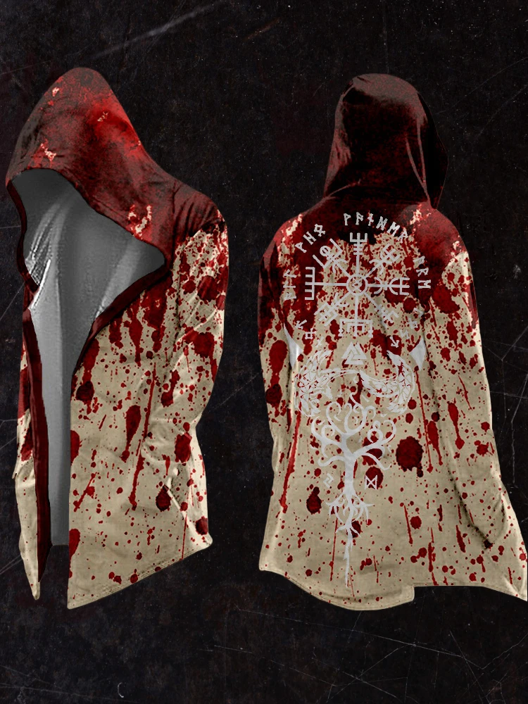 2025年新作 抽象的な宇宙レトロプリント 春/秋 メンズ 3Dデジタルプリント オーバーサイズ フード付きトレンチコート カーディガン