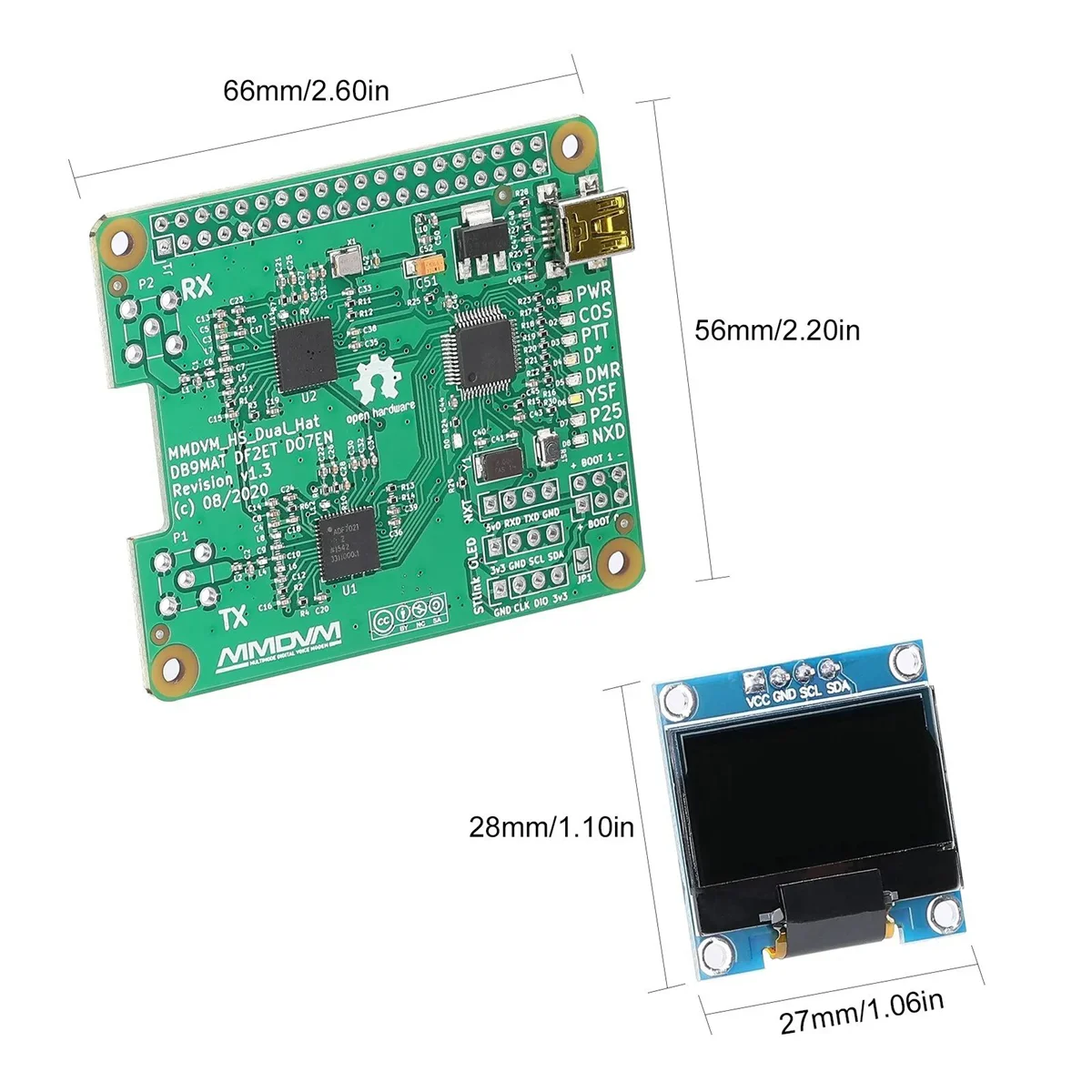 MMDVM Duplex Hotspot Board with OLED Screen for Raspberry Pi
