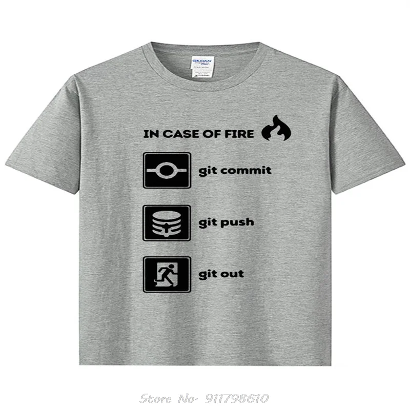 الصيف القطن أعلى جودة مضحك مبرمج قميص-في حالة النار Git Commit دفع خارج الجرافيك تي شيرت الاتحاد الأوروبي حجم اللياقة البدنية تي شيرت #2