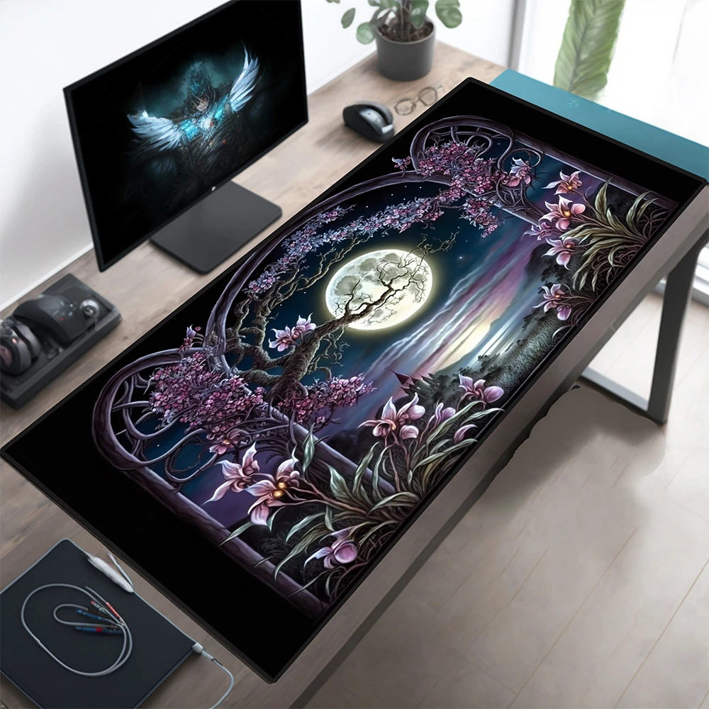 Gothic Wonders Desk Mat, 900X400 Cat City Mouse Pad, Big Gaming mouse pad xxl, Cute Track Pad, Aesthetic Desk Pad, XL Deskmat