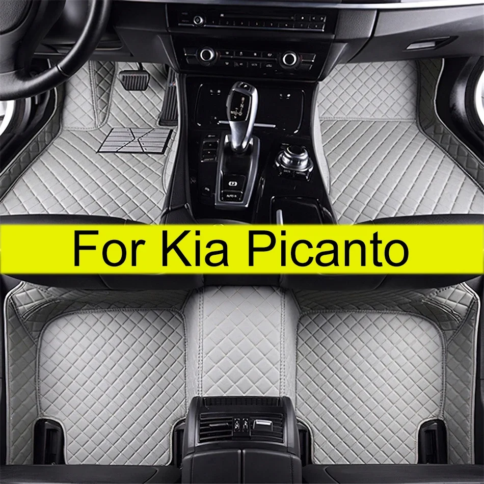 Leather Car Floor Mats For Kia Picanto Morning Grand Eko Taxi JA 2012-2017 5door Anti-dirty Car Mat Tapete Carro Car Accessories