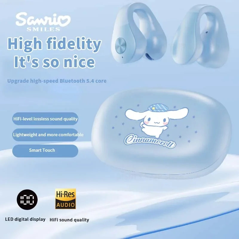 Sanrio หูฟังไร้สาย BL79 บลูทูธ 5.4 Hello Kitty หูฟัง Earclip Design Touch Control HD หูฟังกีฬาพร้อมไมโครโฟน