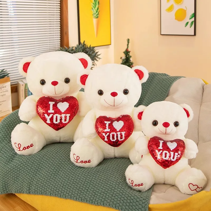 

Valentine's Day Red Heart I Love You Pillow Teddy Bear Plush Stuffed Animals Toys Soft Skin Mother's Day Girl Gifts