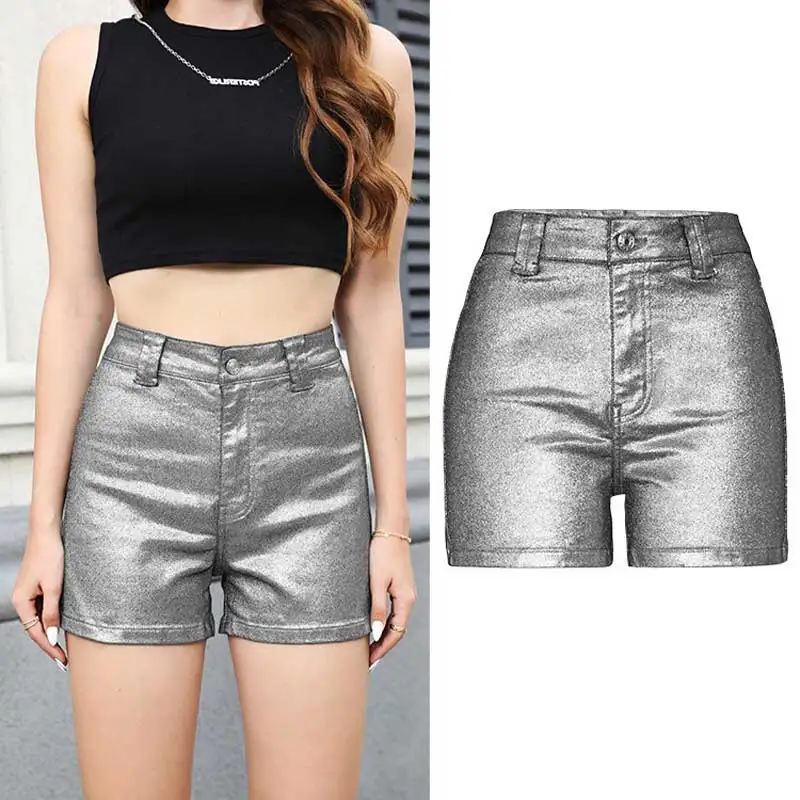 Women nightclub sexy flash Denim jeans high waist stretch shorts