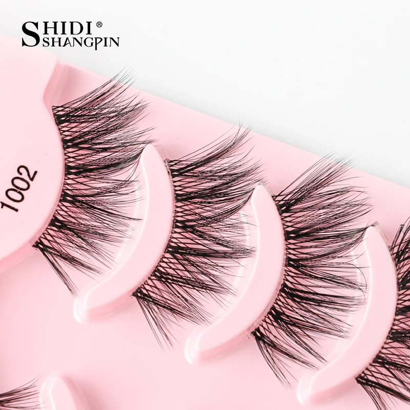 SHIDISHANGPIN 3/5 Paar halbe Wimpern, transparenter Stiel, unsichtbares Band, künstliche Nerzwimpern, wiederverwendbar, falsche Wimpern, natürlich, flauschig – Detail 5