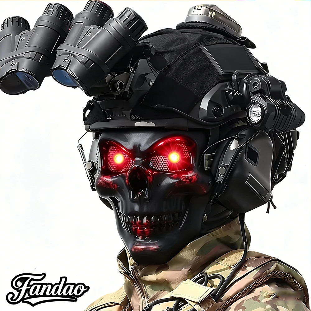 

Terrorist Tactical Helmet Set Glowing Skull Mask Night Vision Goggles Model Communication Earpiece For Air Gun Paintball Cosplay