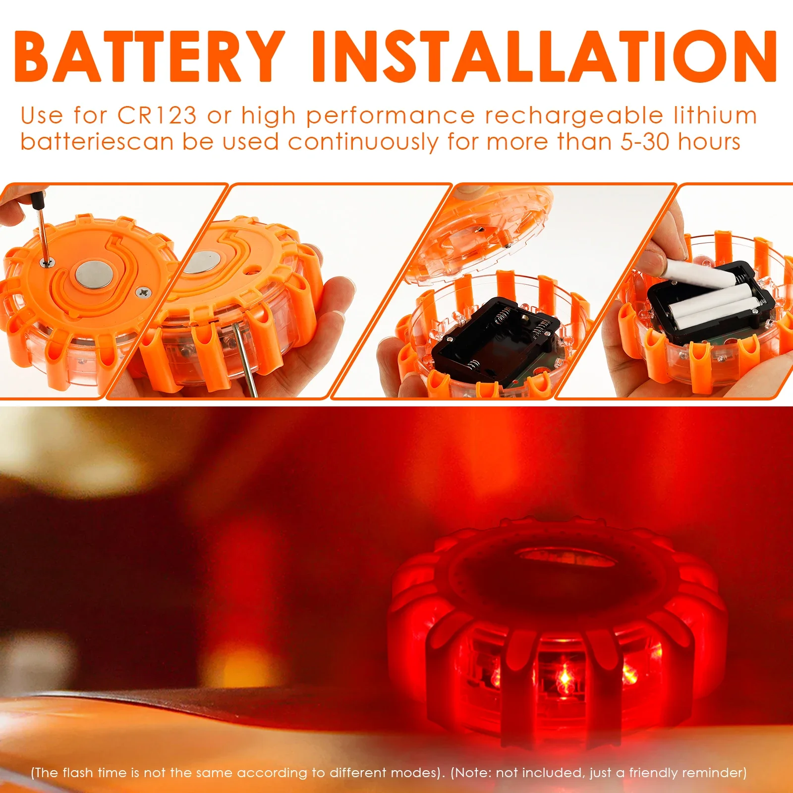 3 قطعة LED مشاعل الطريق وامض ضوء تحذير الطوارئ USB قابلة للشحن مساعدة فلاش الطريق قرص السلامة قاعدة وامض مغناطيسي