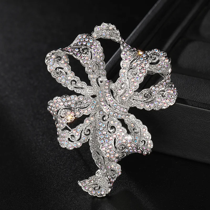 Women's Retro Fashion Baroque Bow Brooch, Suit Jacket Accessories, High-end Pins