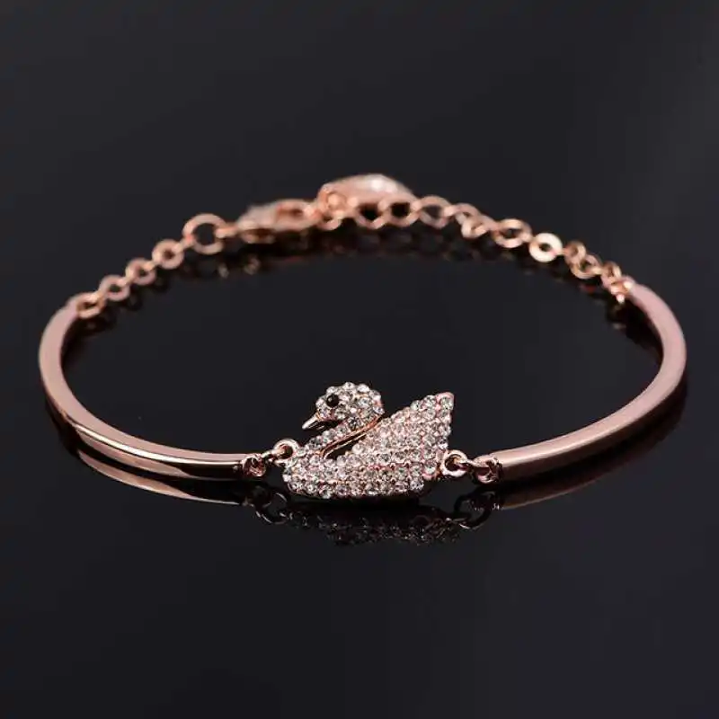 fashion swan bracelet womens jewelry Korean version of simple micro-inlaid zircon full diamond gift bracelet.