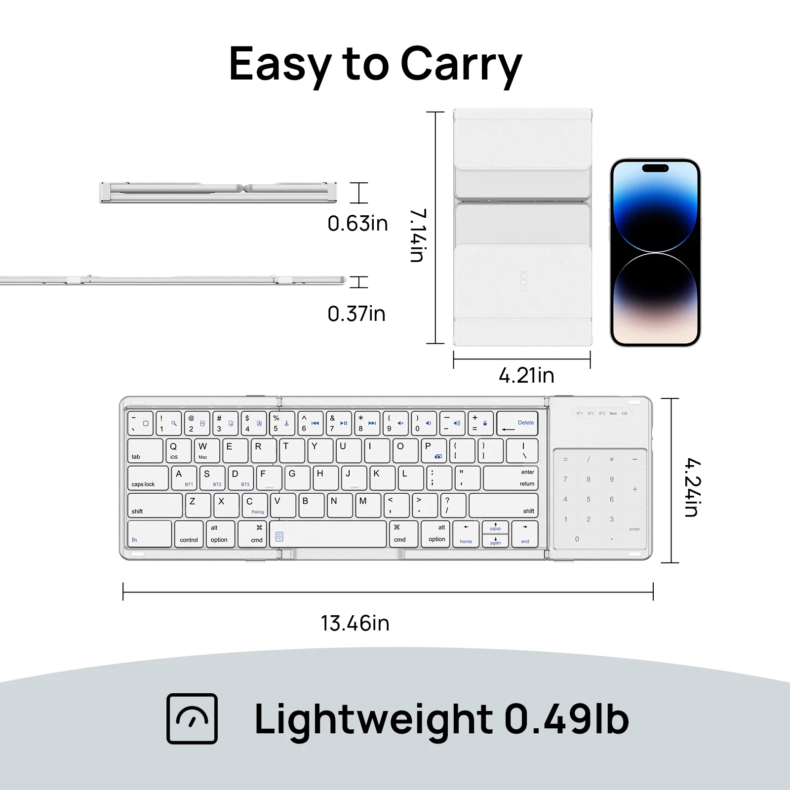 

Foldable Keyboard for iPad iPhone Mac iOS with Touchpad Portable Wireless Keyboard 30 Days Using-Bluetooth Keyboard